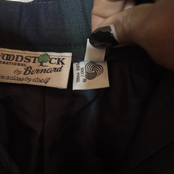 Vintage Woodstock Plaid Wool Pants Punk Green Navy Preppy Festive Tartan SZ 6 - Picture 7 of 12